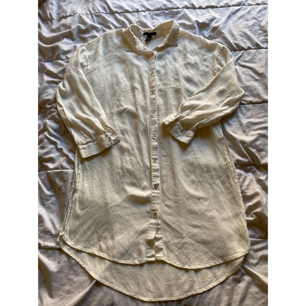 Oversized cream button up shirt